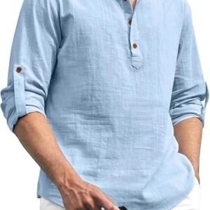 zombom-cotton-blend-solid-casual-regular-fit-mandarin-chinese-collor-short-kurta-for-men