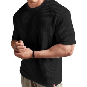 shodox-mens-solid-dotted-unique-design-oversized-tshirt-for-men-round-neck-loose-fit-drop-shoulder-mens-t-shirt