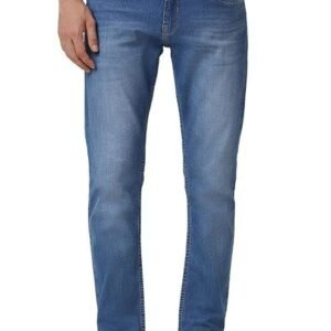 Peter England Men's Tapered Fit Mid Rise Classic Tape Stretchable Twill Jeans