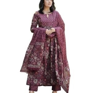 Alvami Women Anarkali Kurta and Pant Set with Dupatta